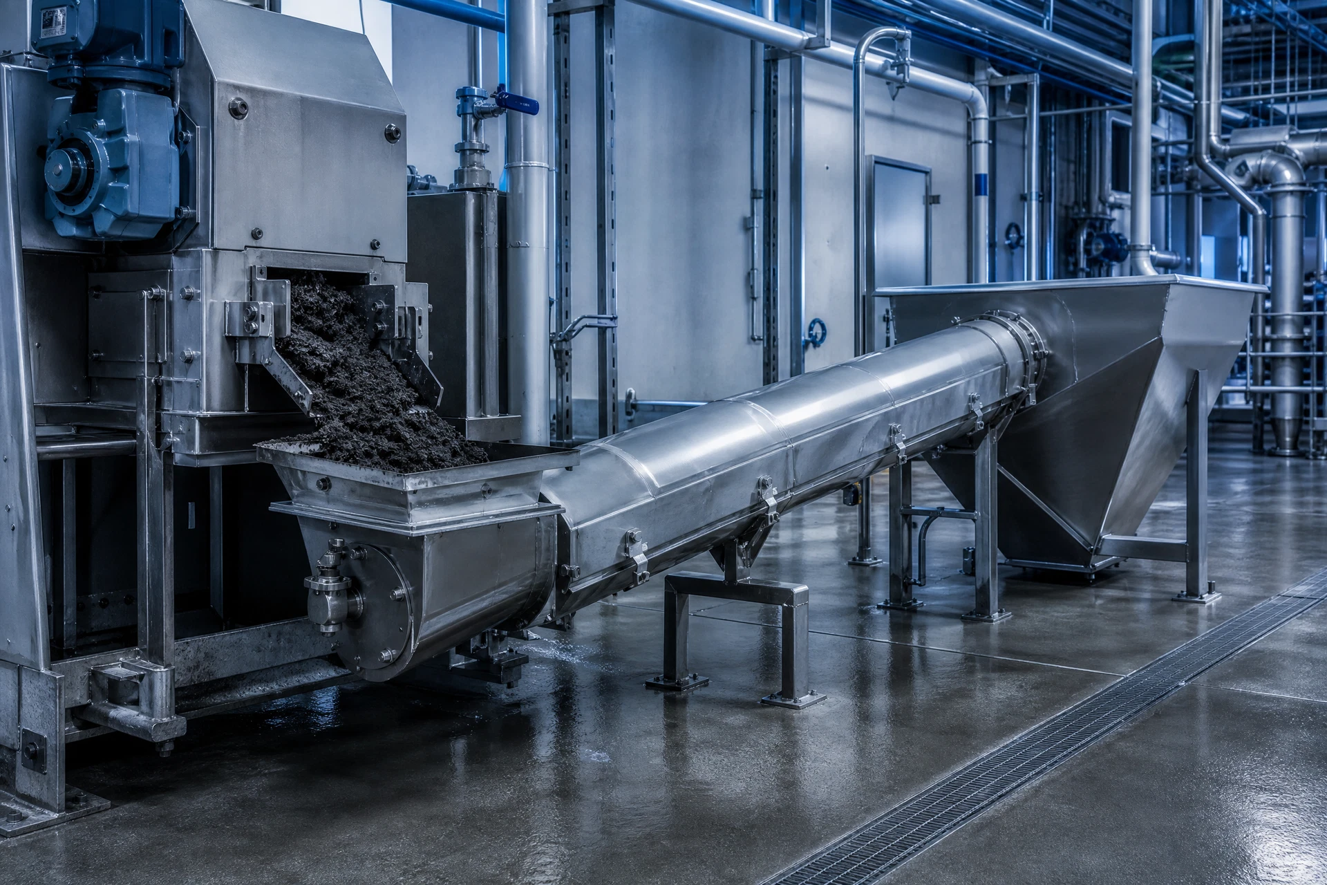 Integrating a Shaftless Screw Conveyor with a Sludge Dewatering Line technical article visual